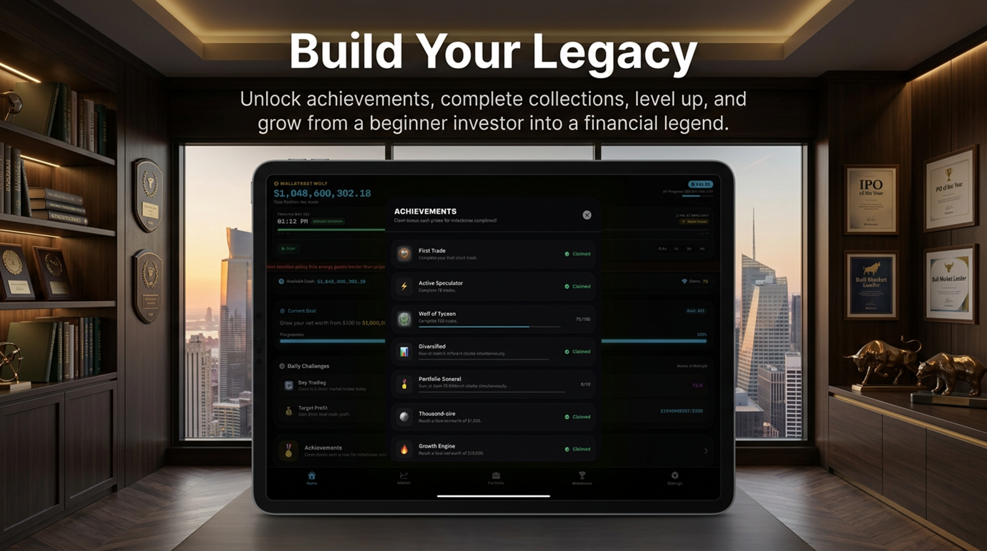 Investor Tycoon on iPad - Milestones
